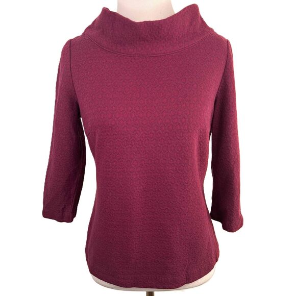 Boden Purple 3/4 Sleeve Shawl Collar Textured Pattern Pullover Sweater Size 4P - Picture 1 of 7